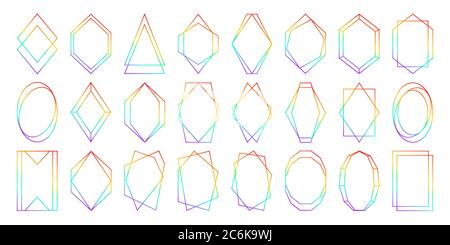 Cadres polygonaux arc-en-ciel isolés sur fond blanc. Collection d'éléments de conception LGBTQ. Illustration de Vecteur
