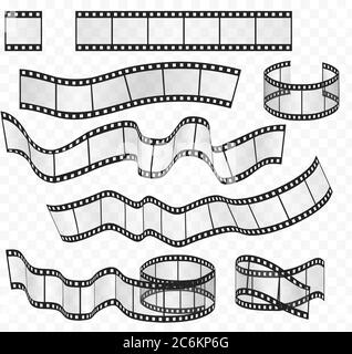 Jeu de rouleaux de bandes de film de support vectoriel. Négatif et film en bandes 35 mm Illustration de Vecteur