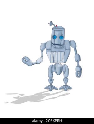 Joli dessin animé vectoriel robot sur fond blanc Illustration de Vecteur