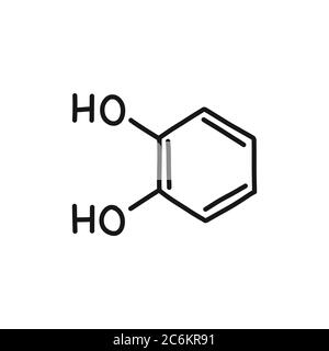 icône de la formule chimique du catéchol, illustration de la ligne vectorielle Illustration de Vecteur