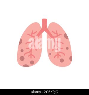 icône de poumons plats endommagés, illustration de couleur vectorielle Illustration de Vecteur