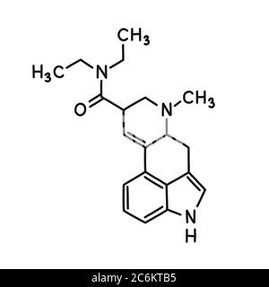 Icône de la formule chimique LSD, illustration de la ligne vectorielle Illustration de Vecteur