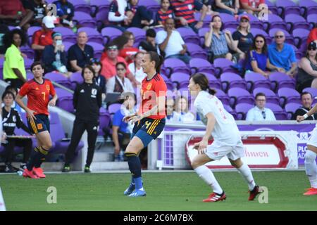 L'Espagne contre le Japon au stade Orlando City à Orlando en Floride pendant le tournoi She Believe. Crédit photo : Marty Jean-Louis Banque D'Images