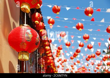 Le nouvel an chinois lanternes dans China Town. Banque D'Images