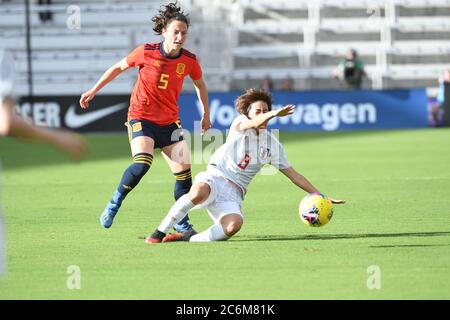 L'Espagne contre le Japon au stade Orlando City à Orlando en Floride pendant le tournoi She Believe. Crédit photo : Marty Jean-Louis Banque D'Images