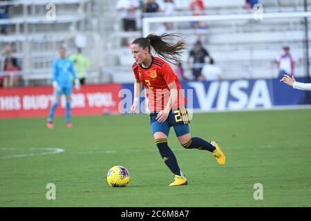 L'Espagne contre le Japon au stade Orlando City à Orlando en Floride pendant le tournoi She Believe. Crédit photo : Marty Jean-Louis Banque D'Images