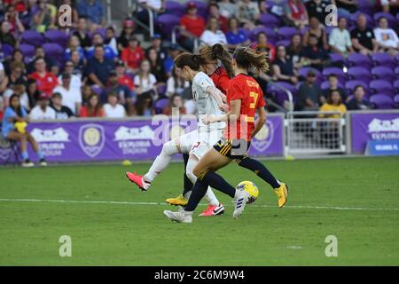 L'Espagne contre le Japon au stade Orlando City à Orlando en Floride pendant le tournoi She Believe. Crédit photo : Marty Jean-Louis Banque D'Images