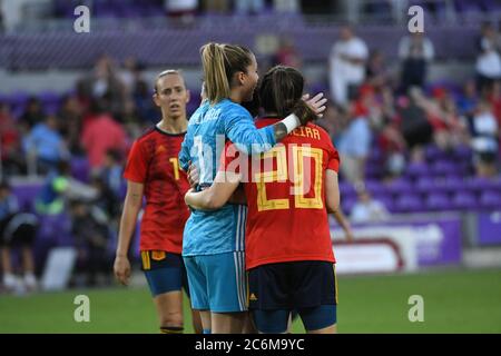 L'Espagne contre le Japon au stade Orlando City à Orlando en Floride pendant le tournoi She Believe. Crédit photo : Marty Jean-Louis Banque D'Images