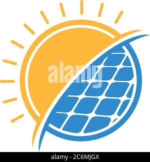 Énergie solaire avec cercle et lumière du soleil Illustration de Vecteur