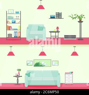 Décoration intérieure moderne et colorée pour salon Illustration de Vecteur