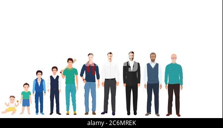 Âge différent de la personne masculine d'hommes. Collection homme-âge Illustration de Vecteur