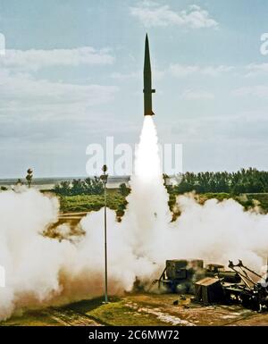 Un missile Pershing est lancé à partir de 16 complexes. Banque D'Images