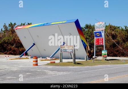 Avon, N. C. , Septembre 3, 2011 -- Cette station a reçu les vents de l'ouragan Irene Banque D'Images