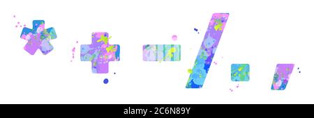 Ponctuation et symboles spéciaux astérisque, plus, moins, solidus, point d'arrêt complet, virgule Illustration de Vecteur