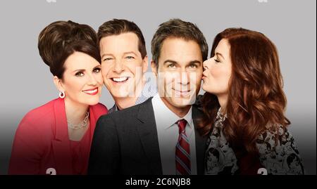 DEBRA MESSING, SEAN HAYES, ERIC MCCORMACK ET MEGAN MULLALLY DANS WILL & GRACE (1998), RÉALISÉ PAR JAMES BURROWS. Saison 11. Crédit : NBC / Album Banque D'Images