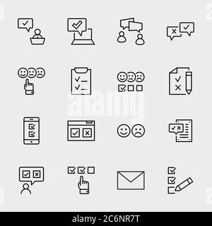 Icônes de la ligne de contrôle. Sourire, triste, revoir, cliquer, vérifier, opinion. Contour modifiable Illustration de Vecteur