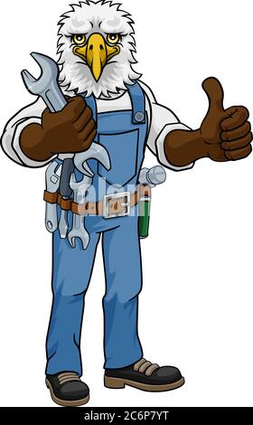 Eagle Plumber Ou Mechanic Holding Spanner Illustration de Vecteur