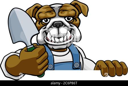 Animaux Jardinage Jardinier Bulldog Mascot Illustration de Vecteur