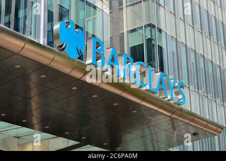 Barclays, One Churchill place, Canary Wharf, Docklands, East London, Royaume-Uni Banque D'Images