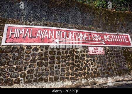 Panneau du musée de la montagne himalayenne à Darjeeling, Inde. Banque D'Images