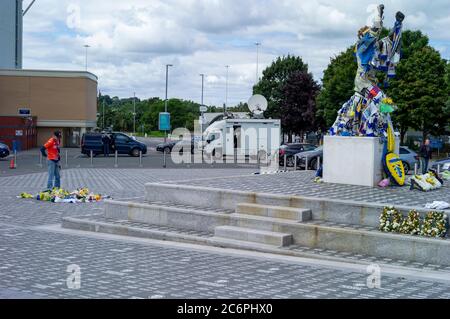 Mémorial du footballeur anglais et vainqueur de la coupe du monde 1966, Jack 'Jackie' Charlton, Leeds United football Ground, Elland Road Leeds samedi 11 juillet 2020 décédé vendredi 10 juillet 2020 à l'âge de 85 ans Banque D'Images