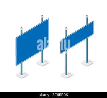 Panneaux de signalisation Isométrique définir l'objet de la rue pour l'autoroute Illustration de Vecteur