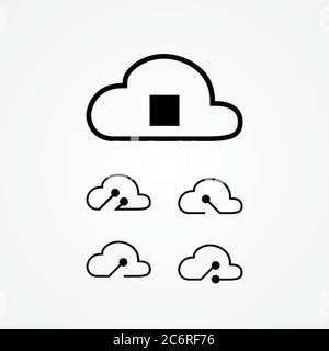 illustration du vecteur de stockage de données musicales dans le cloud. bouton musique sur l'illustration du cloud, comme lecture, arrêt, pause, avance, retour et enregistrement Illustration de Vecteur