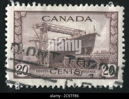 CANADA - VERS 1942 : timbres par le Canada, montre Corvette, vers 1942 Banque D'Images