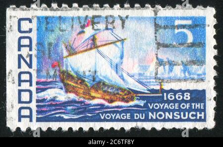 CANADA - VERS 1968 : timbre imprimé par le Canada, montre le Nonsuch, vers 1968 Banque D'Images