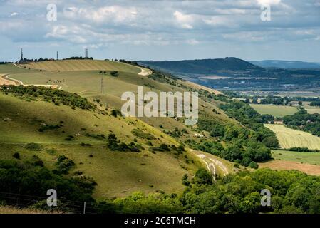 Brighton, Royaume-Uni, 12 juillet 2020: La vue de sur le dessus des South Downs, à Devil's Dyke près de Brighton ce matin, en regardant sur le Weald de Sussex crédit: Andrew Hasson/Alay Live News Banque D'Images