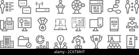 icônes de ligne de reprise de travail. set linéaire. ensemble de lignes de vecteur de qualité telles que manuel, trophée, idée, compagnie, livre, médaille, référence, cible, chat Illustration de Vecteur