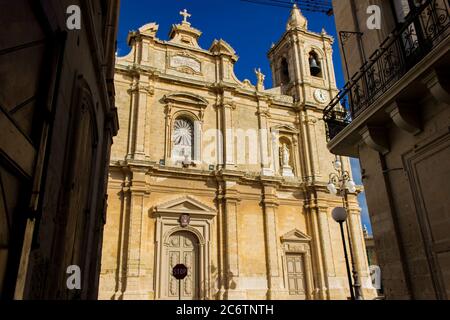 Détail de l'église paroissiale de Sainte-Catherine à Iz-Zejtun à Malte Banque D'Images