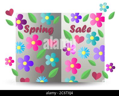 Carte De Motif Texte De La Solde De Printemps Sur Un Livre Decoupe En Papier Avec Ressort F Photo Stock Alamy