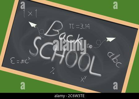 illustration de la main de pinceau dessin à l'école en noir tableau noir de fond. vecteur éducation concept. Illustration de Vecteur