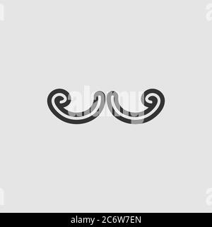 Moustache Icon Flat. Pictogramme noir sur fond gris. Symbole d'illustration vectorielle Illustration de Vecteur