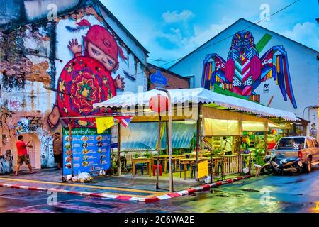 Street art in Thalang Road, Phuket Town, Phuket, Thaïlande Banque D'Images