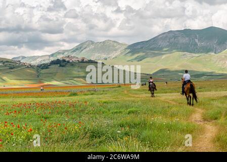 Le village de Castelluccio di Norcia détruit par le tremblement de terre de 2016 Banque D'Images