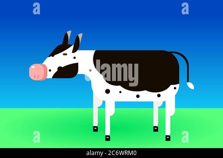 Vache noire et blanche sur une prairie - illustration vectorielle Illustration de Vecteur