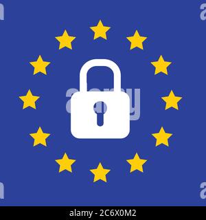 Concept de réglementation générale de la protection des données (RGPD), cadenas blanc Illustration de Vecteur
