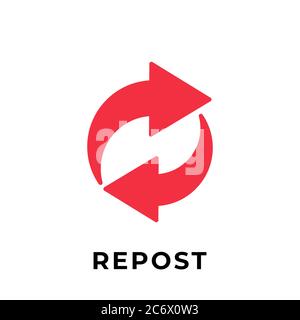 Vecteur d'icône de bouton de réaffichage pour les médias sociaux. Republiez le modèle de conception d'illustration vectorielle d'icône. Republiez l'icône ou le bouton pour la chaîne vidéo, le blog, le social med Illustration de Vecteur