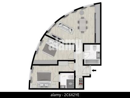 Floor plan top view.3d floor plan. Color floor plan. Floor plan top view from above. Banque D'Images