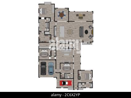 Floor plan top view.3d floor plan. Color floor plan. Floor plan top view from above. Banque D'Images