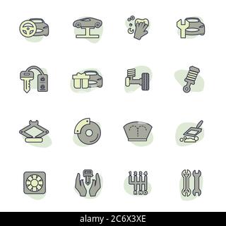 Car shop icons set Illustration de Vecteur