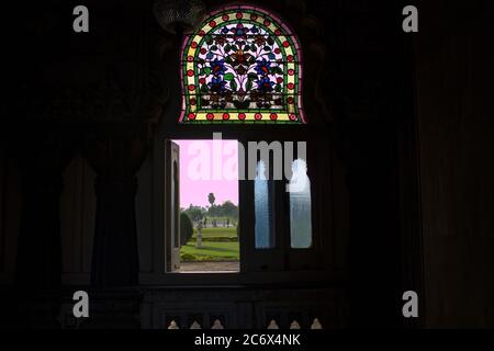 Vadodara, Inde - 16 novembre 2012 : un intérieur du palais de Lakshmi Vilas dans l'État du Gujarat, a été construit par la famille Gaekwad maratha, W Banque D'Images