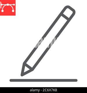 Icône de ligne de modification, interface utilisateur et bouton, graphiques vectoriels de signe de plume, icône linéaire de trait modifiable, eps 10. Illustration de Vecteur