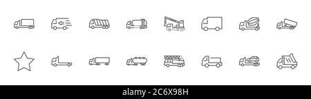 Icônes de ligne de transport du chariot. Icône camion, livraison au transport. Contour modifiable Illustration de Vecteur