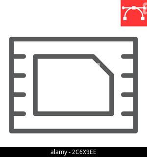 Icône de ligne Gade, interface utilisateur et bouton, graphiques vectoriels de carte SIM intégrée, icône linéaire de contour modifiable, eps 10. Illustration de Vecteur