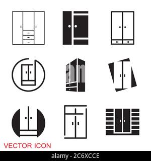 Icône de placard, mobilier et icônes de décoration. Illustration vectorielle. Illustration de Vecteur