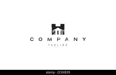 Logo vectoriel sur lequel une image abstraite de la lettre H avec une silhouette d'une maison à l'intérieur. Illustration de Vecteur