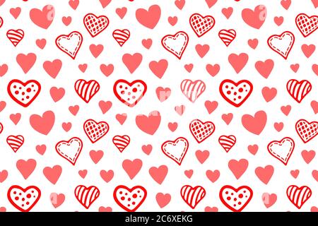 Superbe motif sans couture avec formes rouges des coeurs sur fond blanc Illustration de Vecteur
